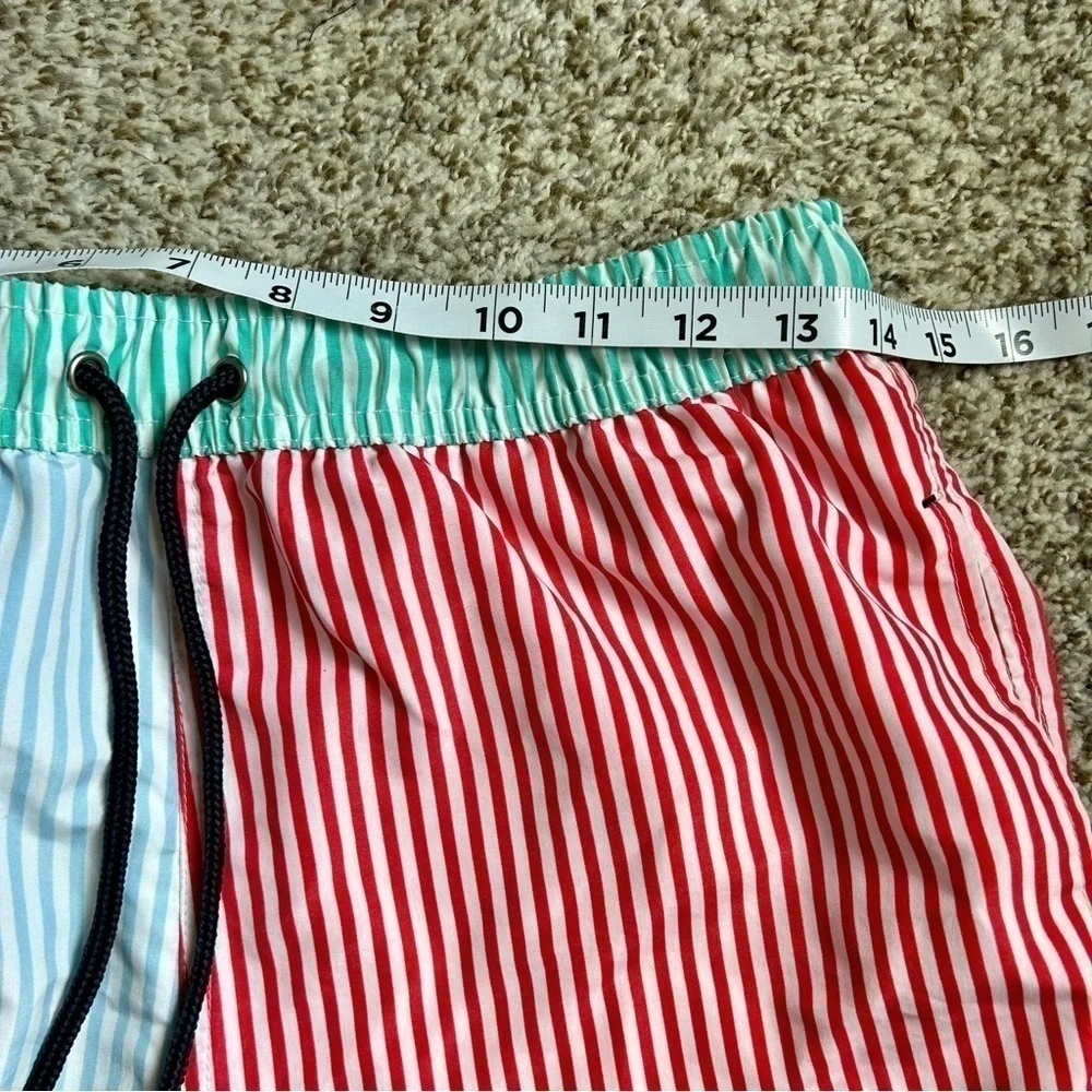 🦋 U.S. Polo Assn. Colorful Vertical Stripe Pocket Swim Shorts Trunks Medium
